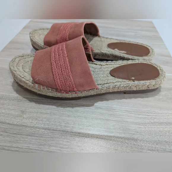 H by Halston "Betty" Peach Coral Orange Suede Slide Sandals Size 9.5 - Picture 6 of 13